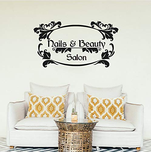 AIPIOR Nails Art Tatuajes de Pared Salón de Belleza Manicura Vinilo Adhesivo de Pared Vinilo para uñas Calcomanías para Ventanas Clavos y Belleza Logotipo Mural de Pared 57x31cm