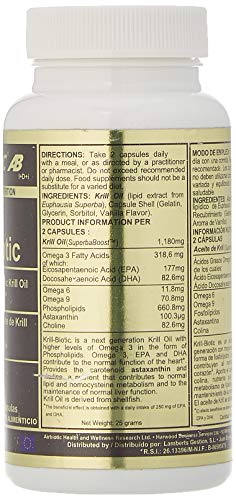 AIRBIOTIC AB - KrillBiotic AB Ecoharvesting, Ácidos grasos esenciales, omegas para el corazón, cerebro y colesterol, 30 cápsulas