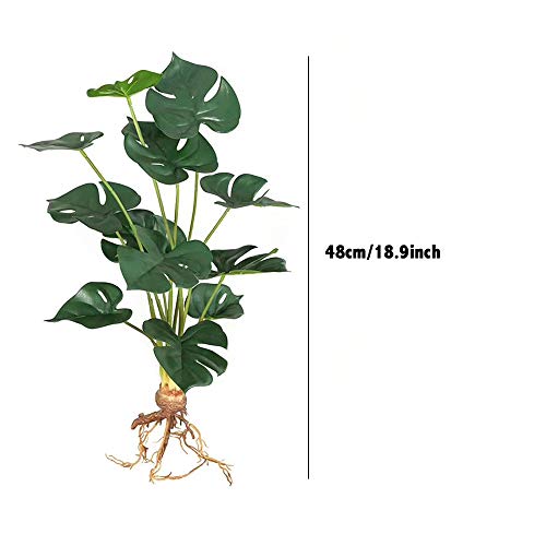 Aisamco Hojas de Palmera Artificiales Hoja de Tortuga de imitación Hojas de Palmera Grandes Tropicales Plantas Artificiales con 12 Hojas de 48 cm de Altura para decoración de Bodas en casa