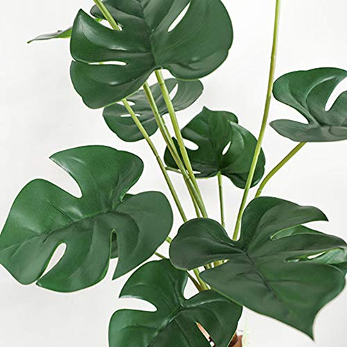 Aisamco Hojas de Palmera Artificiales Hoja de Tortuga de imitación Hojas de Palmera Grandes Tropicales Plantas Artificiales con 12 Hojas de 48 cm de Altura para decoración de Bodas en casa