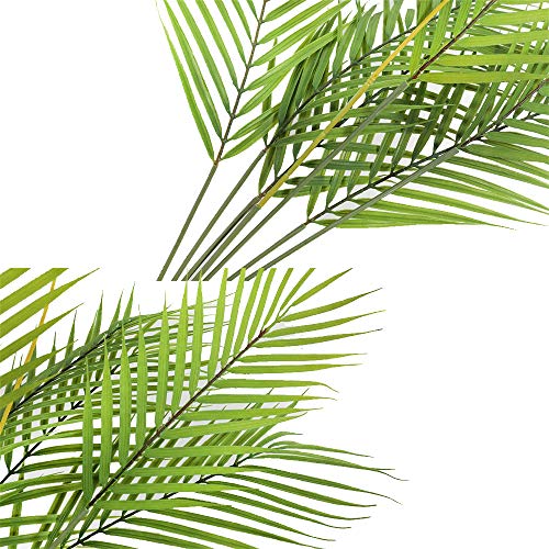 Aisamco Planta Artificial de Hoja de Palmera Tropical en Verde, 1 Planta de plástico de Palmera de Areca, 6 Hojas, 35 Pulgadas de Alto para arreglos Florales de Acento Tropical de vegetación