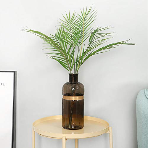 Aisamco Planta Artificial de Hoja de Palmera Tropical en Verde, 1 Planta de plástico de Palmera de Areca, 6 Hojas, 35 Pulgadas de Alto para arreglos Florales de Acento Tropical de vegetación