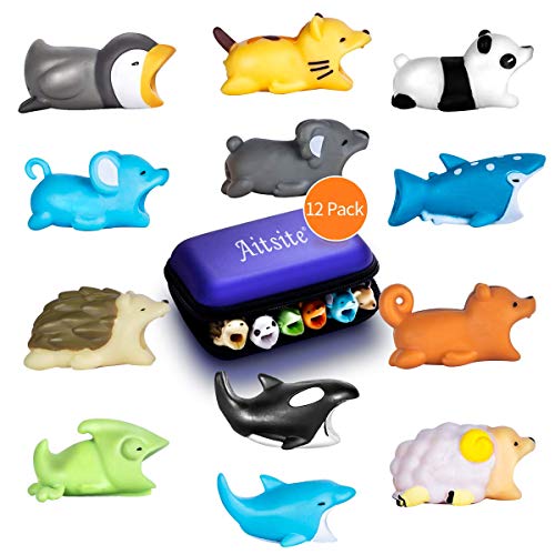 Aitsite Cable Bite Protector de Cable para iPhone Accessories (12-Paquete, Erizo + Panda + camaleón + Gato + tiburón Ballena + delfín + Ballena asesina + pingüino + Koala + Ardilla + Oveja + ratón)