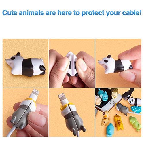 Aitsite Cable Bite Protector de Cable para iPhone Accessories (12-Paquete, Erizo + Panda + camaleón + Gato + tiburón Ballena + delfín + Ballena asesina + pingüino + Koala + Ardilla + Oveja + ratón)