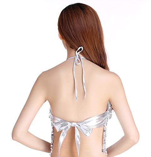 Aivtalk - Sujetador de Mujer para Danza del Vientre Sostén Ropa de Baile Funcionamiento de Escenario con Lentejuelas Borlas