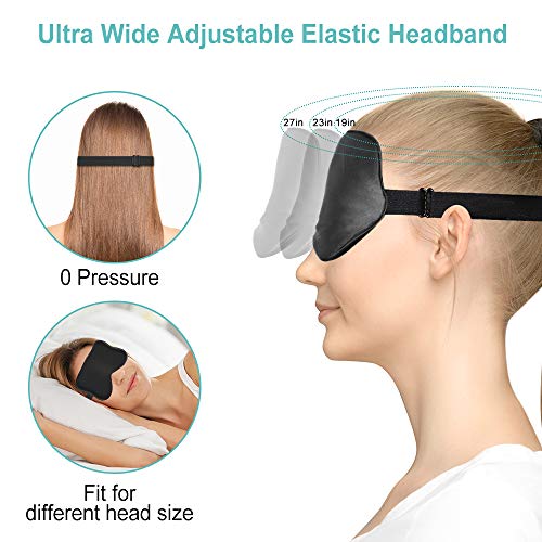 AJOXEL Antifaz para Dormir,Máscara De Dormir Antifaz Gel Frio para Hombre Mujer, 100% Seda Pura Máscara de Ojos con Tapón de Oído y Correas Ajustables Anti-Luz Cómoda para Viajar