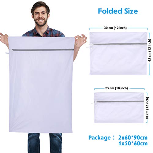 AJOXEL Bolsa Lavadora, Juego de 3 Grandes Bolsa de Lavandería, Bolsas para Lavadora con Cremallera Bolsas para la Colada para Ropa Interior,Calcetines,Ropa Delicada,Toallas, Mantas, Juguetes