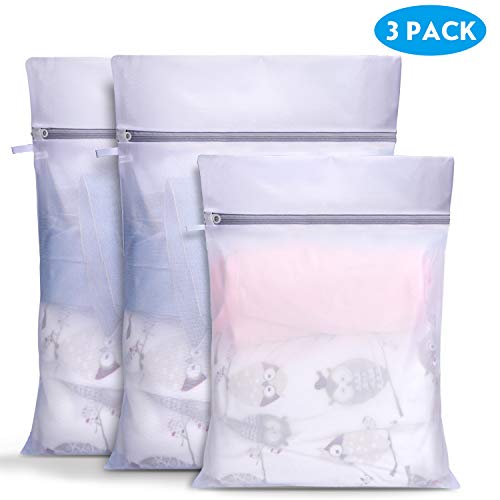 AJOXEL Bolsa Lavadora, Juego de 3 Grandes Bolsa de Lavandería, Bolsas para Lavadora con Cremallera Bolsas para la Colada para Ropa Interior,Calcetines,Ropa Delicada,Toallas, Mantas, Juguetes