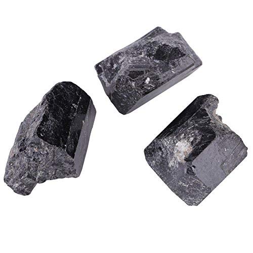 Akozon Natural Piedra Turmalina Negra Rough Rock Mineral Curación de Piedra