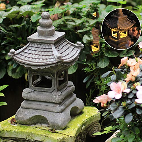 Al Aire Libre Estilo japonés Solar Jardín Zen Luz, diseño de jardín balcón Villa Paisaje Solar Ornamento de la decoración de diseño de la lámpara,Gris