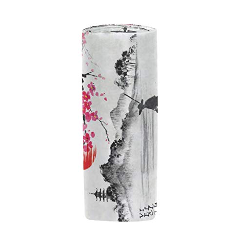ALARGE - Estuche de lápices con cremallera vintage japonés tradicional de cerezo en flor de cerezo para lápiz de lápiz titular de la bolsa de maquillaje bolsa de la escuela niños niñas