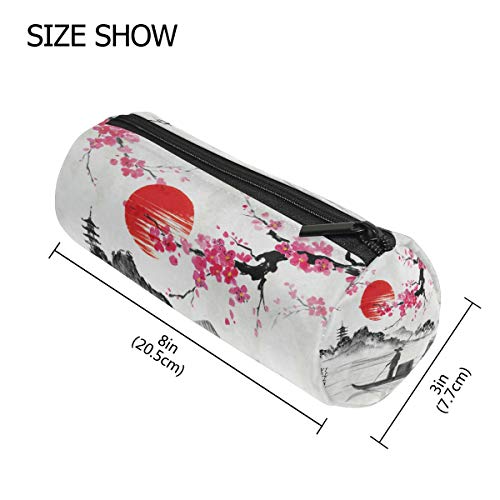 ALARGE - Estuche de lápices con cremallera vintage japonés tradicional de cerezo en flor de cerezo para lápiz de lápiz titular de la bolsa de maquillaje bolsa de la escuela niños niñas