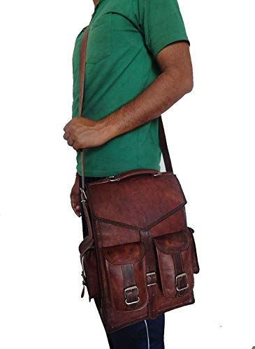 ALASKA EXPORTS - 15"Vintage Cuero para Hombre portátil Mochila Bandolera Bandolera Bandolera para 2 en 1 propósito