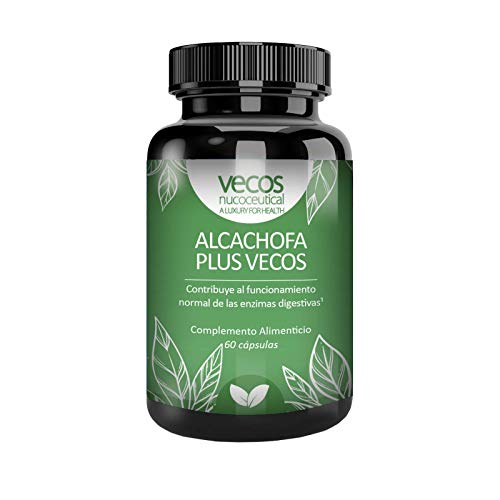 Alcachofa Plus Vecos 60 cápsulas- 1680 mg extracto seco por dosis enriquecida con Calcio. Ayuda a mantener un buen proceso digestivo y a la eliminación de los líquidos