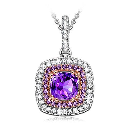 Alex Perry Regalo 925 Plata Collar Colgantes Mujeres Morado Zirconia Cubica Joyería para Elle Su Madre Amante Cumpleaños Aniversario