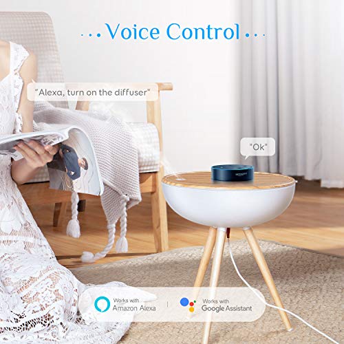 Alexa Difusor Aromaterapia WiFi, Maxcio Humidificador Ultrasónico 1000ml, Difusor Aceites Esenciales 3 Modos de Nieble Compatible Con Alexa y Google Home para Hogar, Oficina, Bebé