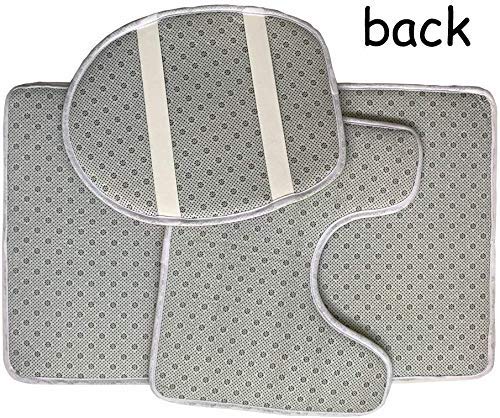 Alfombra de baño antideslizante de 3 piezas Juego de tapa de asiento de inodoro Alfombrilla de baño antideslizante de color verde azulado y blanco Patrón inspirado en Ombre con triángulos de bajo efec