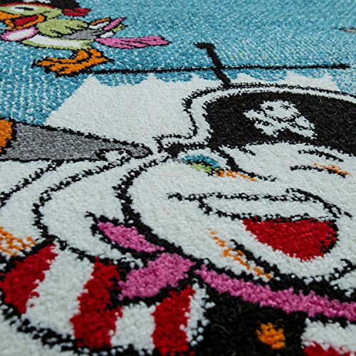 Alfombra De Juego Habitación Infantil Niño Pelo Corto Barco Pirata Colores, tamaño:120x170 cm