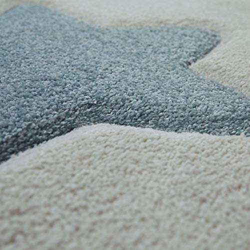 Alfombra Infantil Pelo Corto Colorida Pastel Diseño Estrellas Adorable En Crema, tamaño:80x150 cm