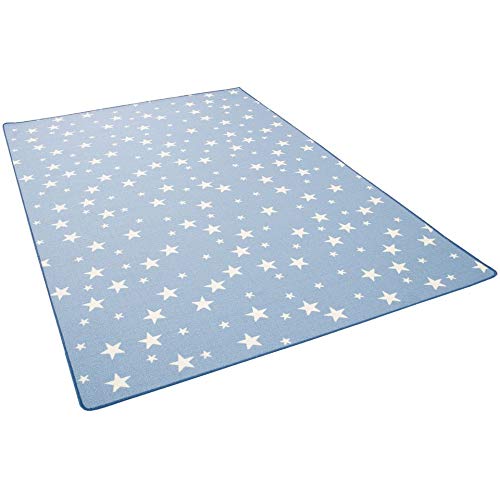 Alfombra Infantil y de Juego con diseño de Estrellas - Azul - 17 tamaños