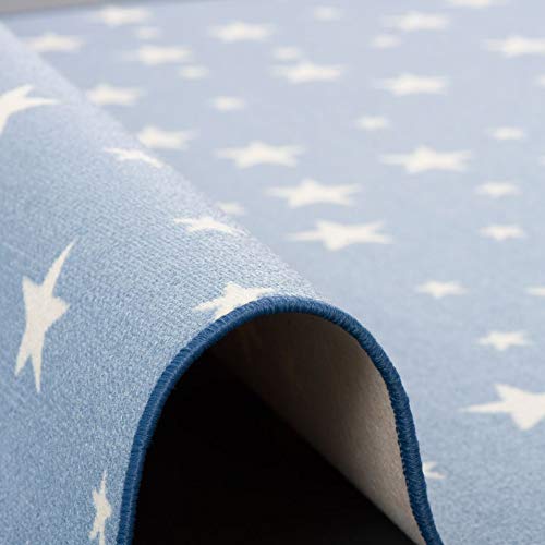 Alfombra Infantil y de Juego con diseño de Estrellas - Azul - 17 tamaños