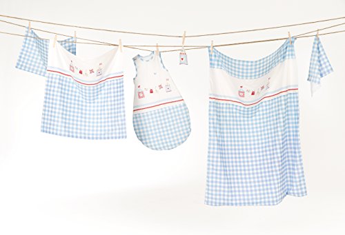 Alfombrilla de cambiador roba de 85x75 cm, coleccion textil roba"Vichy azul", suave alfombrilla de cambiador para bebé recubierto con pelicula de PU, azul