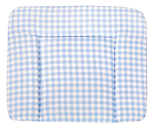 Alfombrilla de cambiador roba de 85x75 cm, coleccion textil roba"Vichy azul", suave alfombrilla de cambiador para bebé recubierto con pelicula de PU, azul