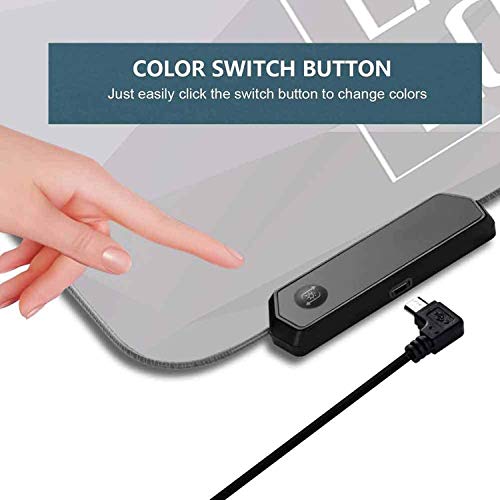 Alfombrilla de ratón para juegos, diseño en espiral hipnótico para hechizarlos, alfombrilla LED extendida con base de goma antideslizante gruesa para jugadores, trabajo de oficina 600x350x30mm