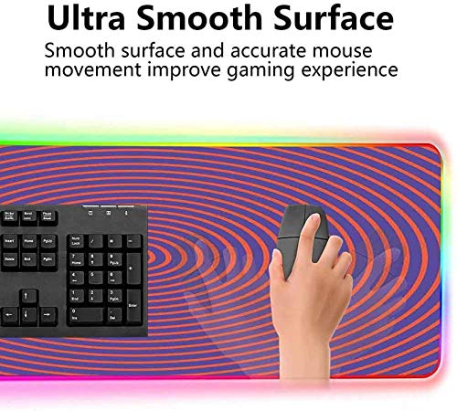 Alfombrilla de ratón para juegos, diseño en espiral hipnótico para hechizarlos, alfombrilla LED extendida con base de goma antideslizante gruesa para jugadores, trabajo de oficina 600x350x30mm