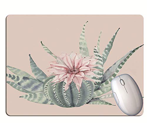 Alfombrilla De Ratón Para Juegos, Flores Exquisitas Y Aloe, Fondo Rosa, Goma Duradera, Alfombrilla De Ratón Para Juegos De Computadora Para Juegos De Oficina