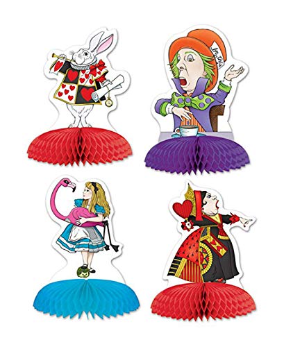 Alice in Wonderland Mini centros de mesa (decoraciones de fiesta) Pack de 4