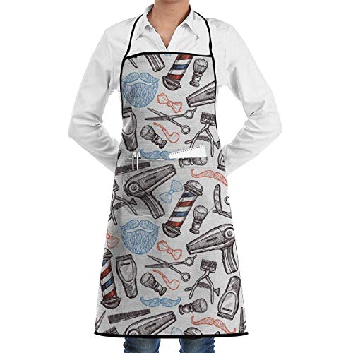 alice-shop Accesorios de peluquería Delantal de Cocina Monocromo, Camarero o Servidor, 1 Bolsillos, Negro, Cocina, Manualidades, Delantal de Cocina de Restaurante