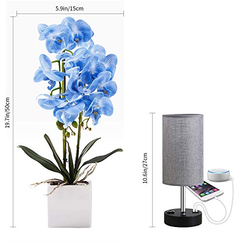Alicemall Flor Artificial Iris Japonica Thunb Flor Decorativo de la Oficina Casa Decoración Simulación Planta Falsa en Maceta 15x15x50 cm (Azul)