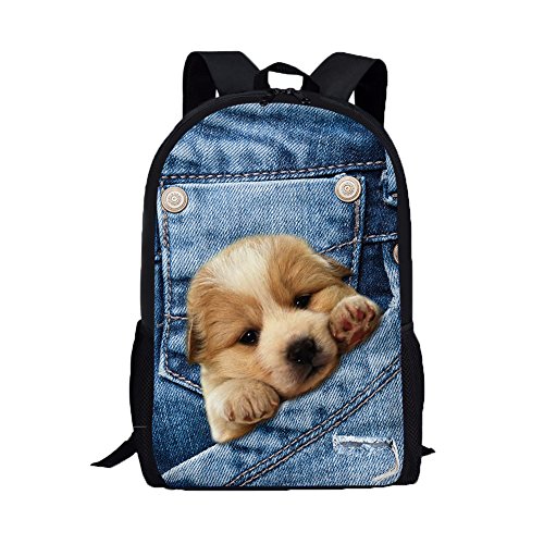ALIKEEY 3D Print Animal Gato Perro Backpack Student School College Bolsas De Hombro B