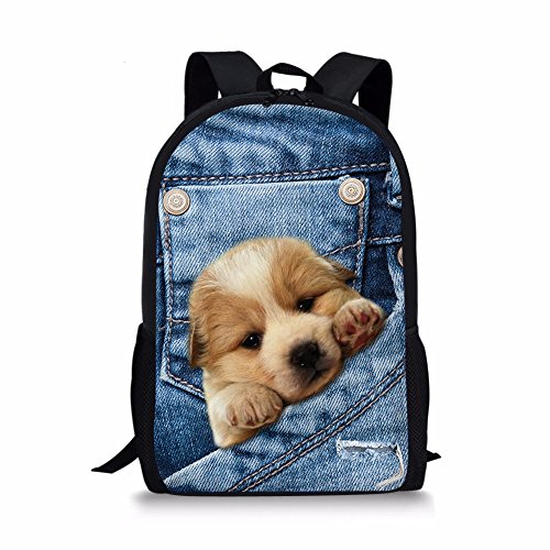 ALIKEEY 3D Print Animal Gato Perro Backpack Student School College Bolsas De Hombro B
