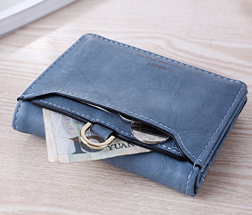 ALIKEEY Las Mujeres Simples Cartas Corta Billetera Monedero Retro De Los Titulares De La Tarjeta Cartera BU