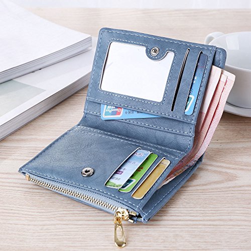 ALIKEEY Las Mujeres Simples Cartas Corta Billetera Monedero Retro De Los Titulares De La Tarjeta Cartera BU