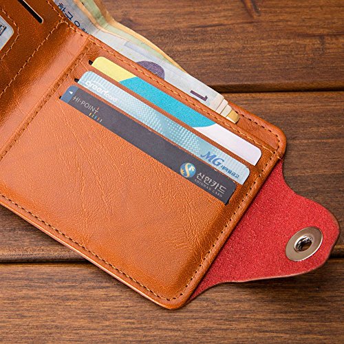 ALIKEEY Mujeres Hombres Bifold ID De Billetera De Cuero Titular De La Tarjeta De Credito del Negocio, Bolsillos con Cremallera