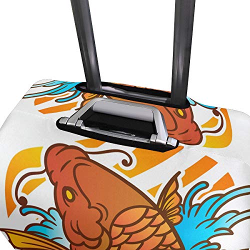 ALINLO Tatuaje tradicional japonés de peces Koi con ola y flor, maleta de equipaje protector de viaje para 18 – 32 pulgadas