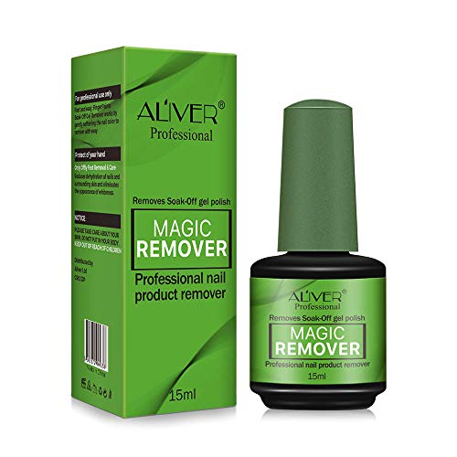 Aliver - Juego de 2 esmaltes de uñas mágicos, elimina el esmalte de uñas de gel en 3 a 5 minutos, elimina fácilmente y rápidamente la laca de uñas de Aliver [15 ml x 2]