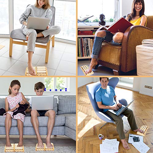 Alivio del dolor del rodillo del Massager del pie dual de madera para la fascitis plantar Heal Spur Acupressure profundo del tejido del pie y del talón