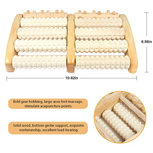 Alivio del dolor del rodillo del Massager del pie dual de madera para la fascitis plantar Heal Spur Acupressure profundo del tejido del pie y del talón