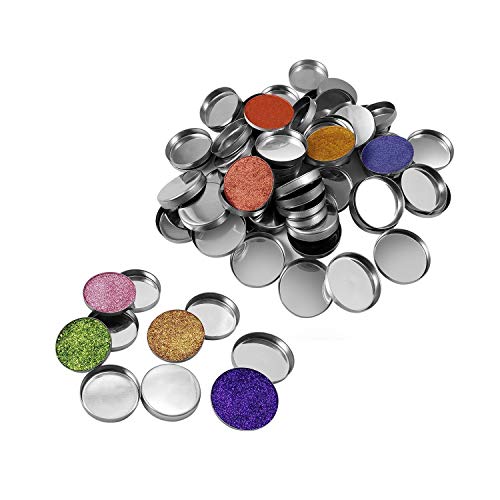 Allwon 56 Pack de sartenes metálicas redondas vacías para la paleta de sombras de ojos Paleta de maquillaje magnético (26 mm)