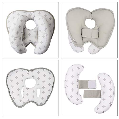 Almohada de viaje ajustable para bebé para silla de paseo o cama, 2 en 1 cochecitos de silla de paseo Soporte de cuello suave para 6 meses a 2 año Bebé (White 2)