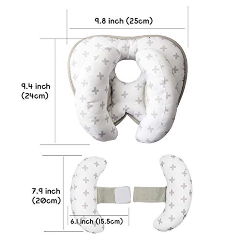 Almohada de viaje ajustable para bebé para silla de paseo o cama, 2 en 1 cochecitos de silla de paseo Soporte de cuello suave para 6 meses a 2 año Bebé (White 2)