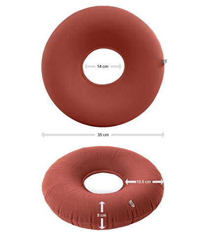 Almohada Medica Inflable en Forma de Anillo – Cojín Resistente Medicamente Aprobado, Firmeza Ajustable, Suave y Redondo- Grande 38CM – Con Bomba Incluida - Garantía