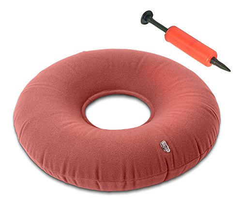 Almohada Medica Inflable en Forma de Anillo – Cojín Resistente Medicamente Aprobado, Firmeza Ajustable, Suave y Redondo- Grande 38CM – Con Bomba Incluida - Garantía