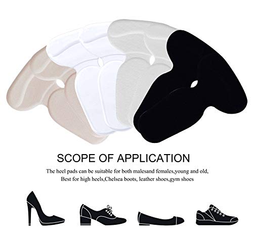 Almohadilla de Talón Agarre Zapatos Tacón 4 Pares Protector Cuidado Pies Comodidad Plantillas de Talón Evitar Rozaduras Negro Beige
