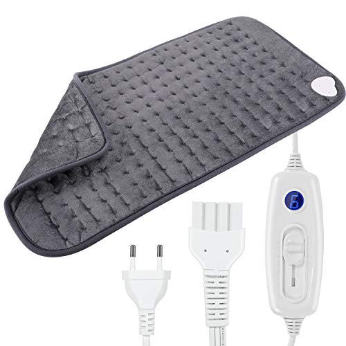 Almohadilla Térmica, Nivlan Manta Eléctrica 60x30cm Con 6 Calentamiento Niveles, 90Min Auto-Apagado, Esterilla Electrica Térmica Para Lumbar, Espalda y Cuello