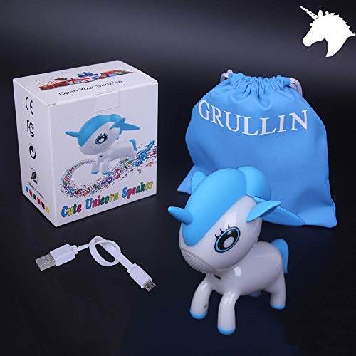 Altavoz Bluetooth Unicornio Cute Niños Animales Mini Inalámbrico Portátil Color RGB Lámpara Noche Reproductor Música (Azul)